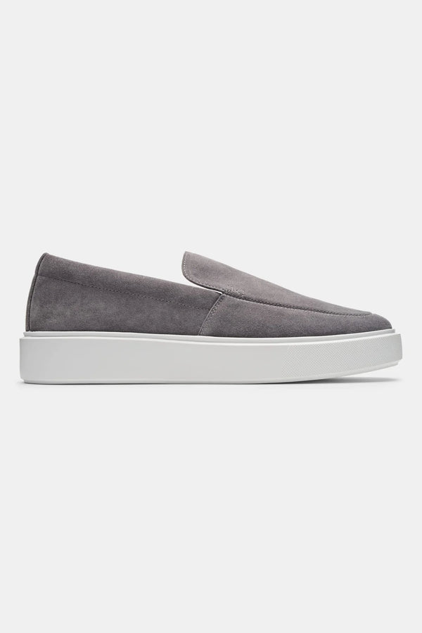 Men’s Suede Loafers | Grey | Thick White Sole