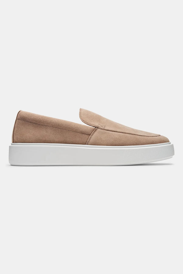 Maison Suede Loafers | Beige Platform Slip-On Shoes
