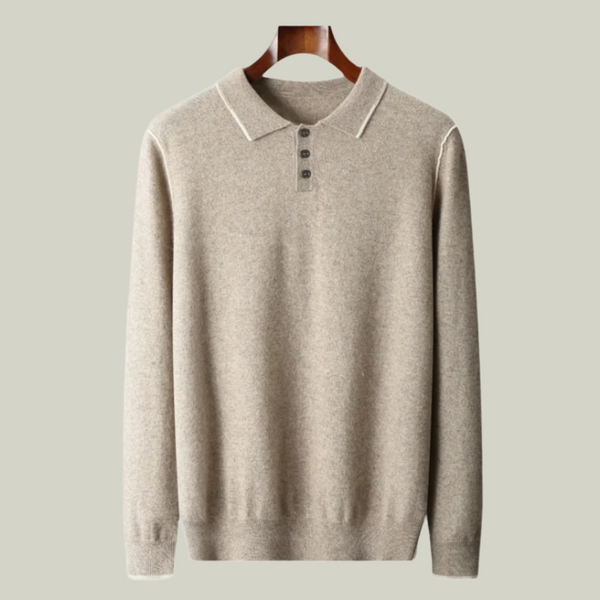 Cashmere Polo Sweater | Long Sleeve Knit Pullover
