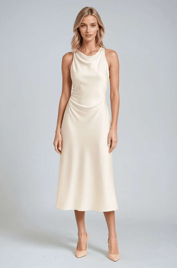 a line satin midi dress A-Line Midi Satin Mother of the Groom Dresses COCOMELODY CM0261, Waterfall main image 0