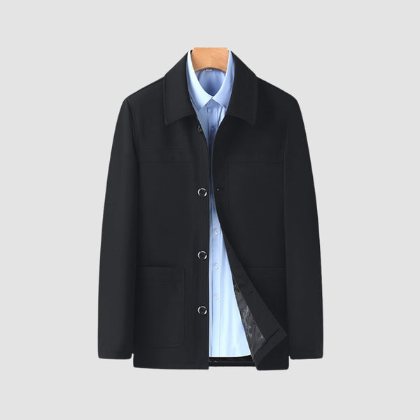 Nocturne Single-Breasted Short Coat | Turn-Down Collar, Regular Fit