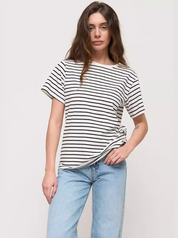 Maison Striped Cotton Crewneck T-Shirt | Summer