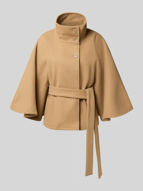 Cape Jacket with Belt | Stand Collar | Autumn Winter