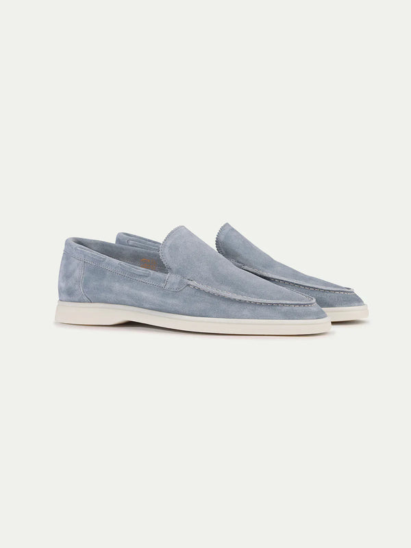 Maison Suede Loafers | Light Blue Slip-On Summer Shoes
