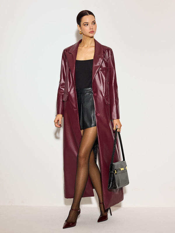 Nocturne Long Vinyl Coat | Single-Breasted | Gloss Finish