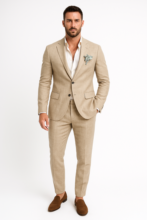 Declan Linen Blend Suit | Slim Fit Two Piece