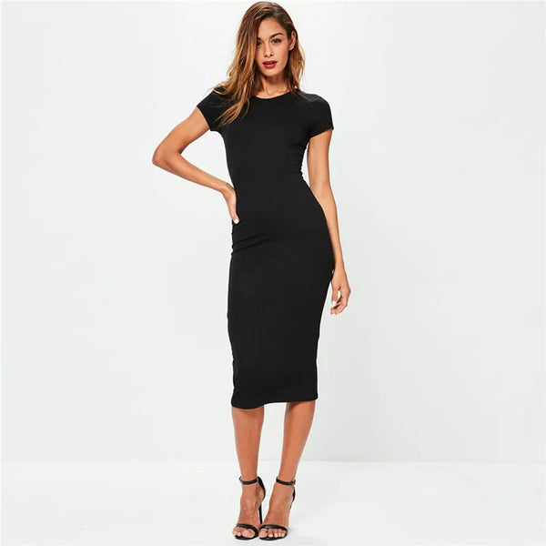 Maison Cotton Midi Dress | Slim Fit | Short Sleeve