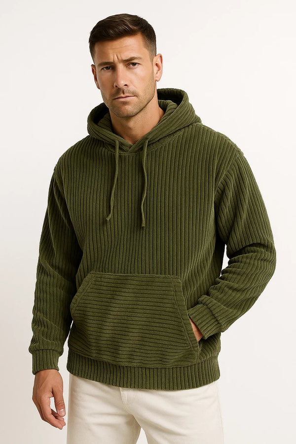 Men's Corduroy Hoodie | Relaxed Fit with Kangaroo Pocket