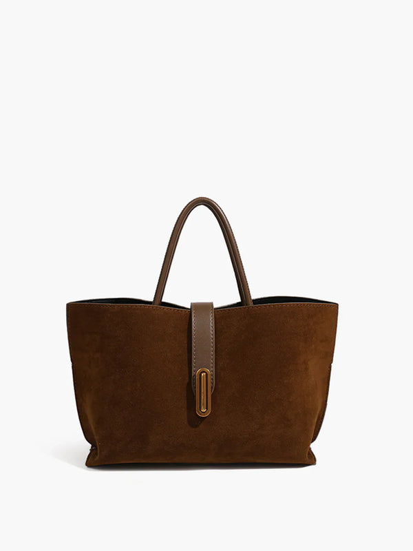 Atelier Faux Suede Tote Bag | Structured Top-Handle Design