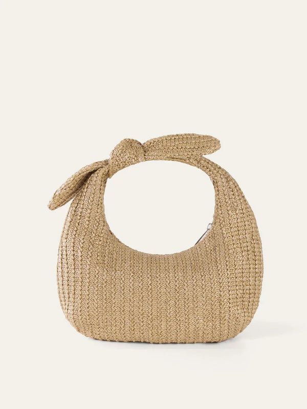Voyage Woven Straw Bow Bag | Half Moon Silhouette