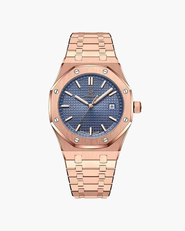 Stainless Steel Quartz Watch | Rose Gold Case | Date Display