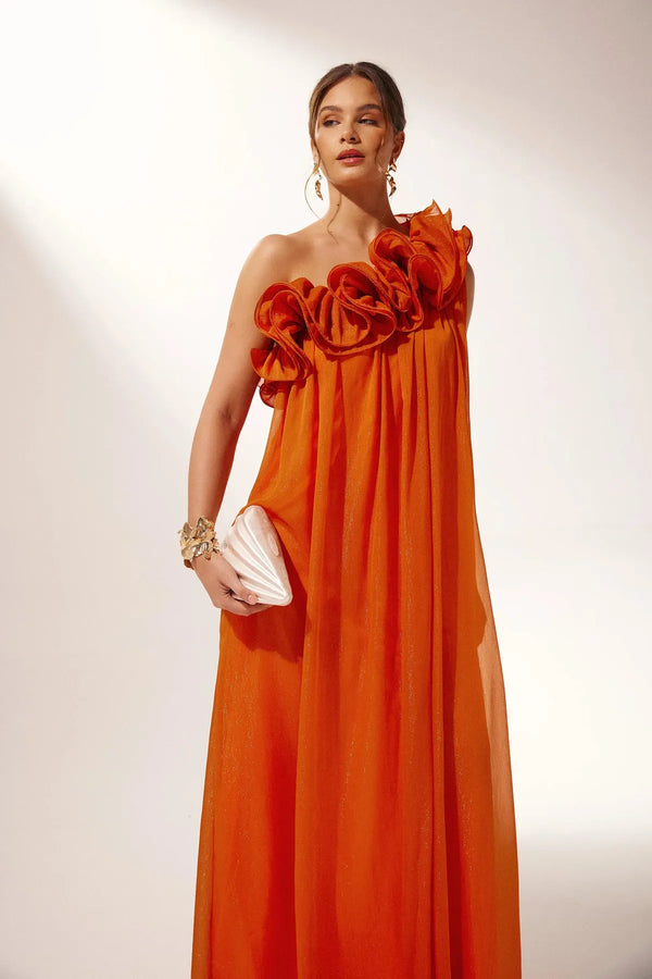 Étoile One-Shoulder Floral Maxi Dress | Draped Silhouette | Evening