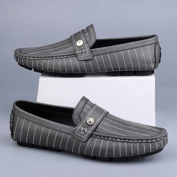 Maison Leather Loafers | Pinstripe Detailing