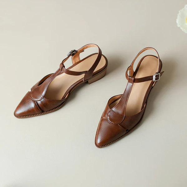 Serana Leather Slingback Heels | Pointed Toe | Buckle Strap