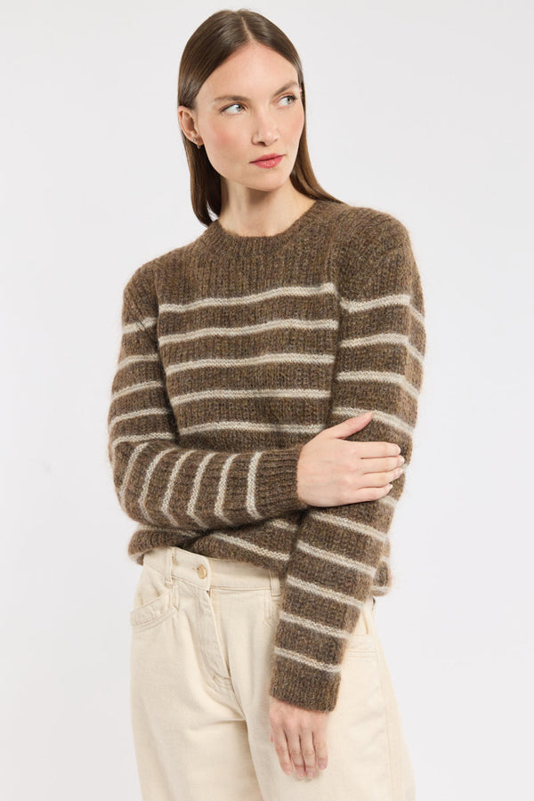 Striped Cashmere Sweater | Crew Neck Knit | Relaxed Fit Winter Piece