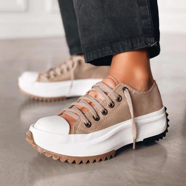 Canvas Platform Sneakers | Chunky Sole | Lace-Up
