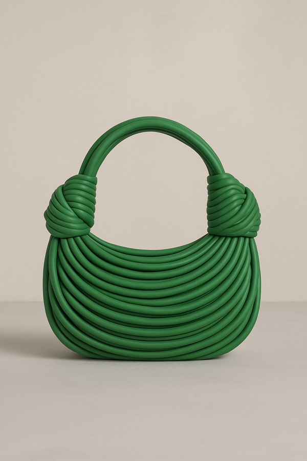 Étoile Sculpted Woven Handbag | Green Curved Design