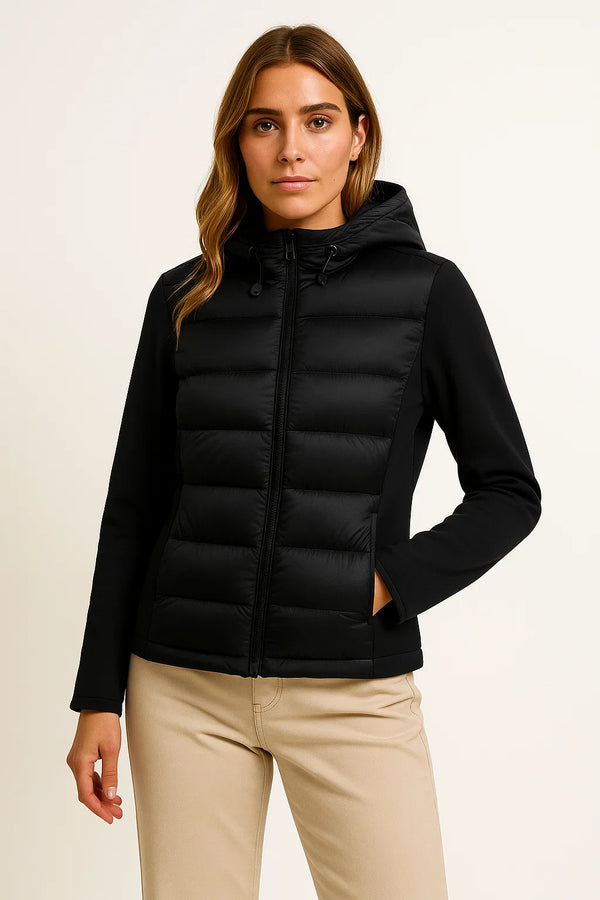 Women’s Lightweight Hybrid Down Jacket | Hooded | Streamlined Warmth