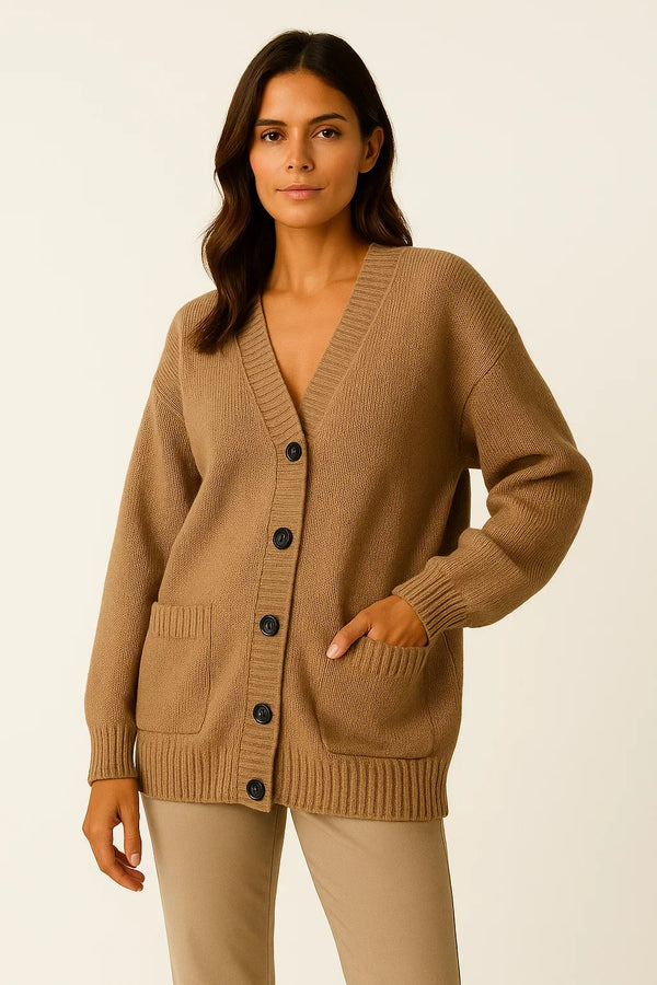 Women’s Oversized Knit Cardigan | V-Neck | Soft Cotton Blend