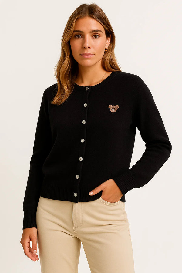 Maison Embroidered Button Cardigan | Cotton Blend Knit | Regular Fit