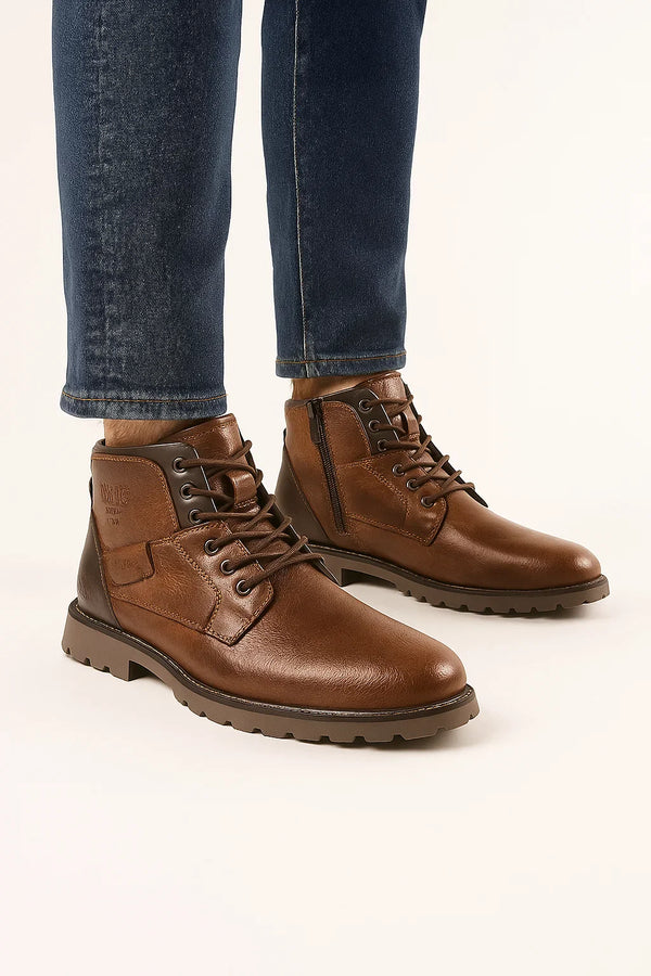 Men’s Ankle Boots | Side Zip | PU Leather Rugged Sole