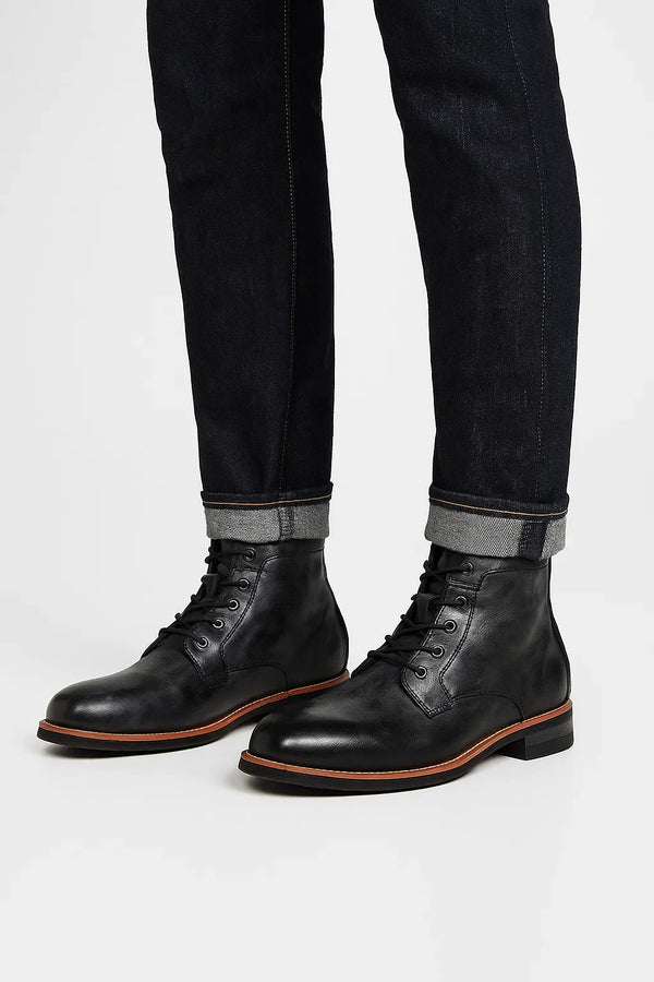 Men’s Lace-Up Ankle Boots | Leather Look | Durable Sole