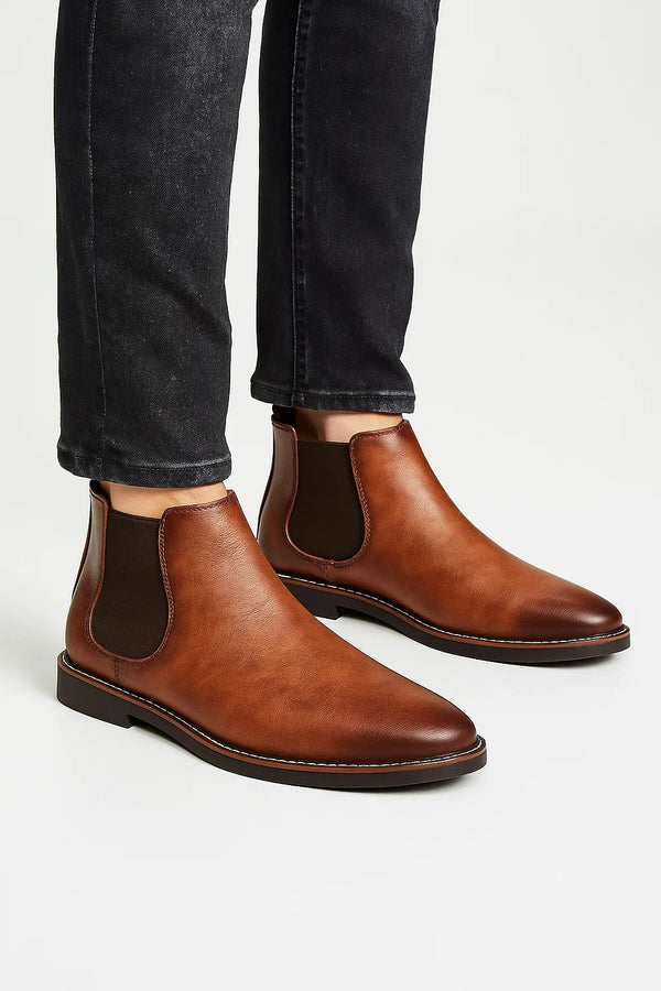 Men’s Chelsea Boots | Retro Slip-On | Synthetic Leather