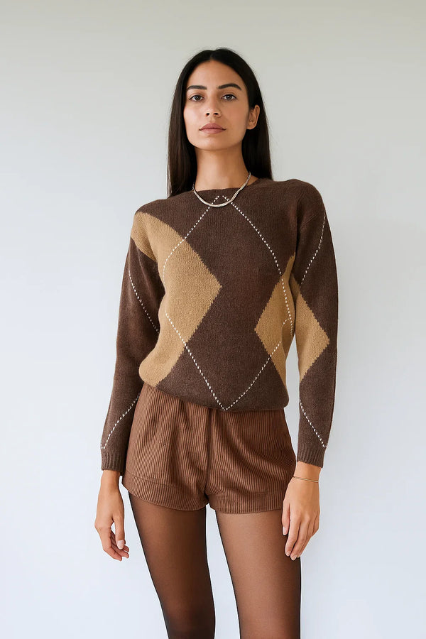 Argyle Knit Sweater | Vintage Pattern | Soft Wool Blend