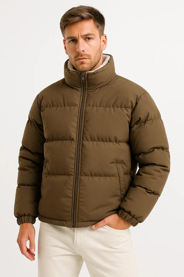 Maison Stand Collar Puffer Jacket | Quilted Insulated | Winter Outerwear