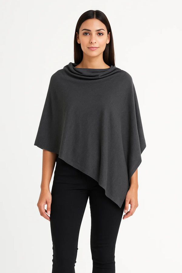 Asymmetric Drape Poncho | Soft Knit