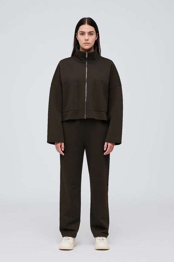 Structured Zip Jacket | High Collar | Cropped Fit