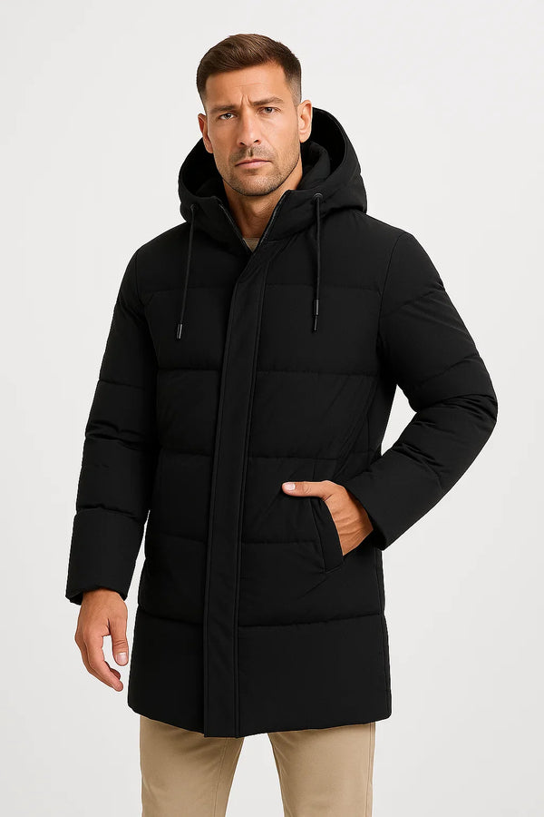 Winter Hooded Puffer Coat | Insulated Longline Design