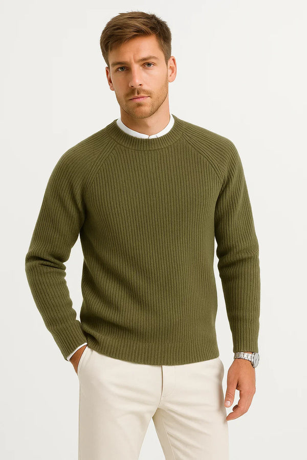Men's Merino Wool Sweater | Raglan O-Neck | Smart Casual Knit