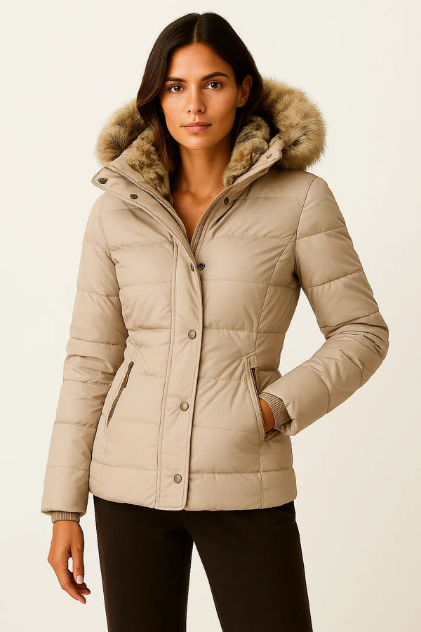 Women's Hooded Winter Coat | Quilted Insulated Design | Flattering Fit