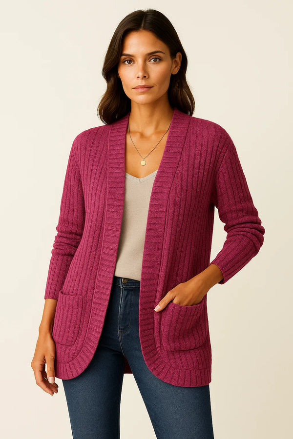 Ribbed Knit Cardigan | Open Front | Soft Casual Fit