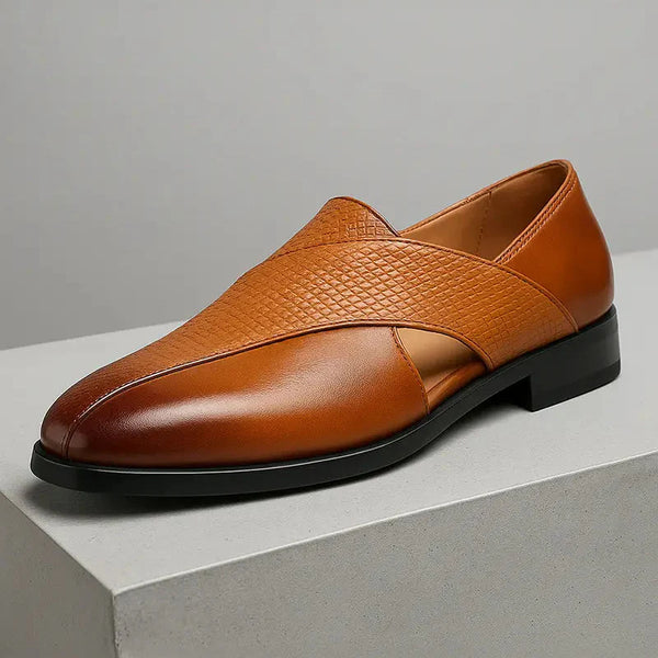 Genuine Leather Loafers | Cross-Strap Detail | Slip-On
