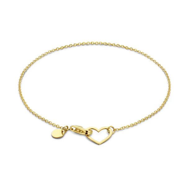 Étoile Heart Charm Bracelet | Adjustable Fine Chain, Polished Finish