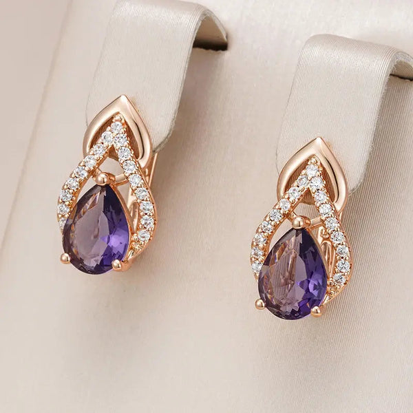 Étoile Amethyst Crystal Drop Earrings | Rose Gold Finish