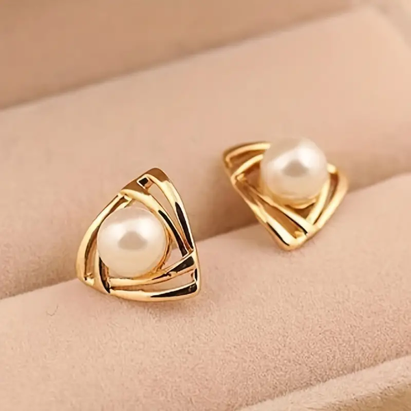 Aurora Pearl Drop Earrings | Gold-Tone Copper | MONTAVIEL